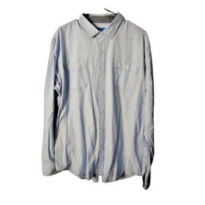 Michael Brandon Long Sleeve Button Down Shirt Mens XXL Light Blue Front Pockets